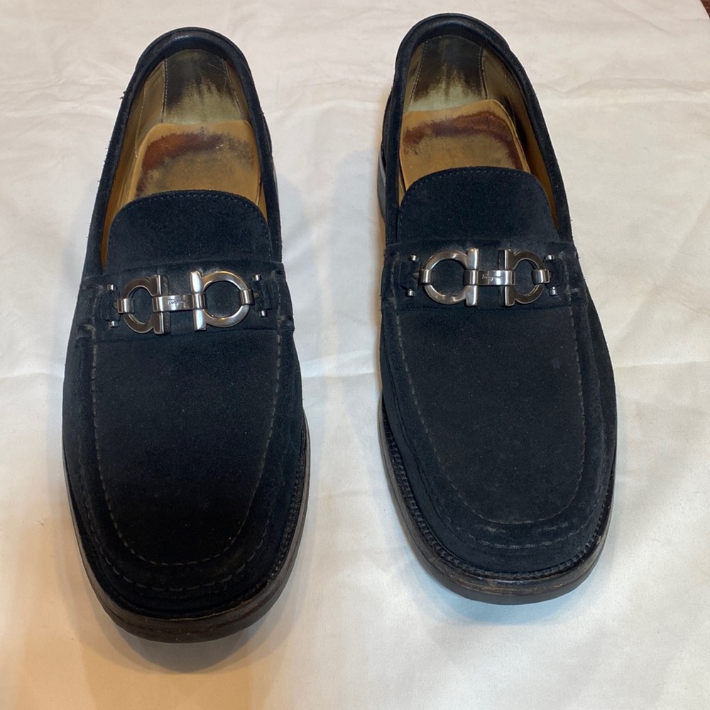 SALVATORE FERRAGAMO Men's Black Suede Shoes Size 9